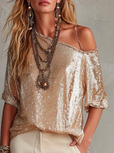 Elegant And Refined Sequin One Shoulder Top