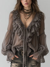 Grey Bohemian Ruffled Shirt