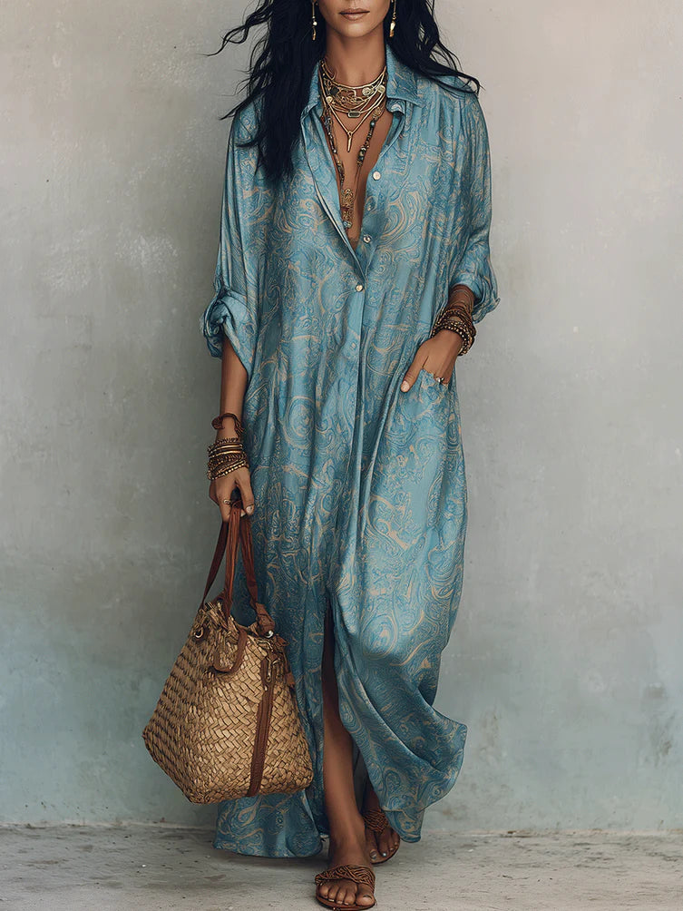 Elegant Bohemian Loose Silhouette Soft Fabric Everyday Wear Maxi Dress