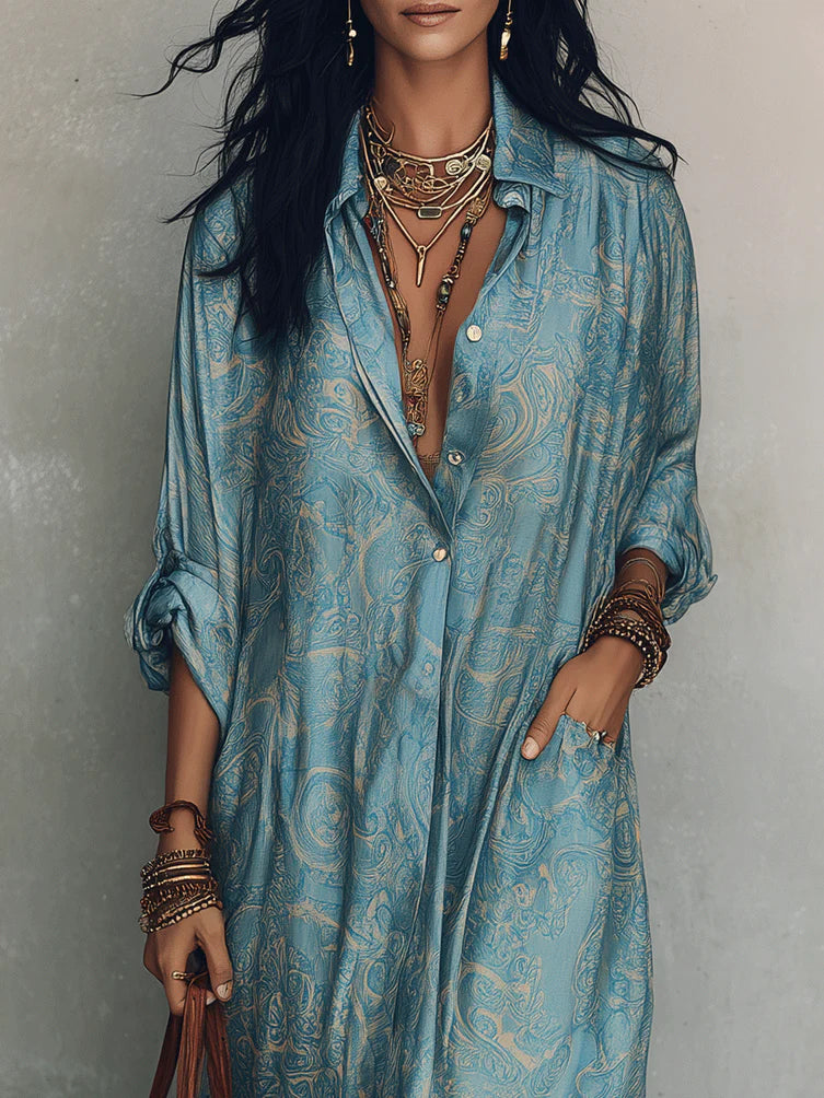 Elegant Bohemian Loose Silhouette Soft Fabric Everyday Wear Maxi Dress