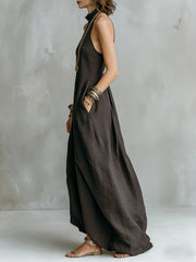 Charcoal Gray Bohemian Style Off The Shoulder Loose Maxi Dress